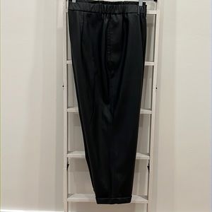 VIOLETA Faux Leather Adjustable Waist Cropped Pants